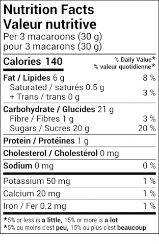 Macarons Pacane Érable - Valeurs Nutritives